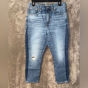 ❌Madewell Two Toned “The high rise slim boy Jean” size 27